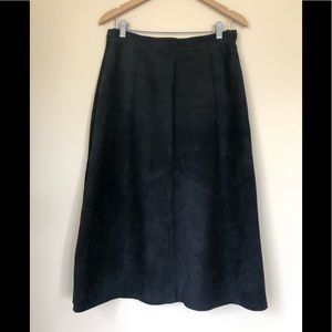 Terry Lewis Classic Black Suede Leather SKirt  12P